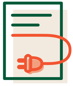 Dokument mit einem Kabel mit Stecker